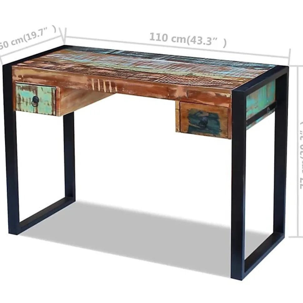 vidaXL Bureau Bois de récupération massif