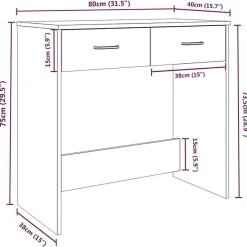 vidaXL Bureau Chêne marron 80x40x75 cm Bois d'ingénierie 815476