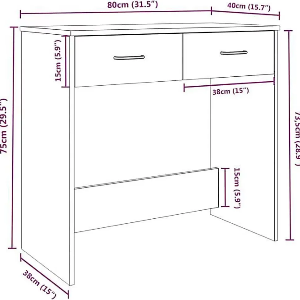 vidaXL Bureau Chêne marron 80x40x75 cm Bois d'ingénierie 815476