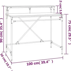vidaXL Bureau chêne sonoma 100x50x90 cm bois d'ingénierie et fer 826700