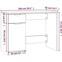 vidaXL Bureau Chêne sonoma 100x50x75 cm Bois d'ingénierie 811496