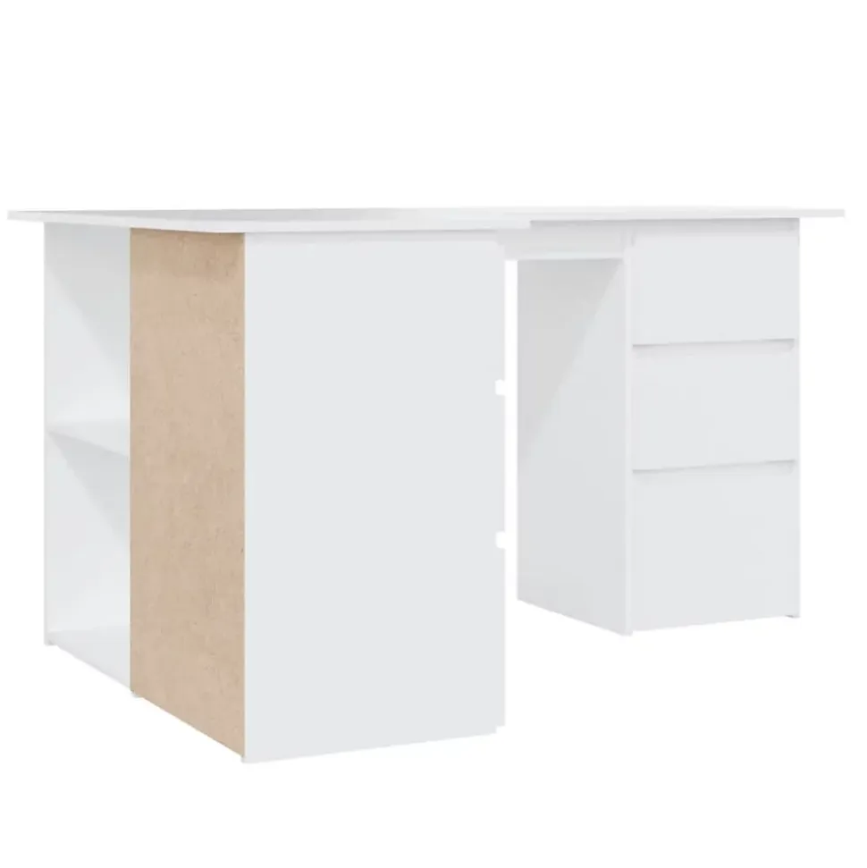 vidaXL Bureau d'angle Blanc 145x100x76 cm Aggloméré