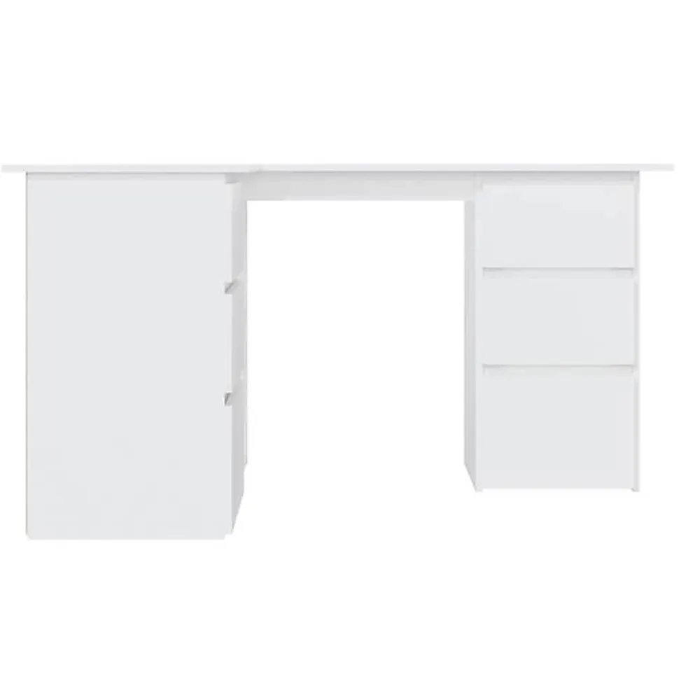 vidaXL Bureau d'angle Blanc 145x100x76 cm Aggloméré