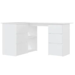 vidaXL Bureau d'angle Blanc 145x100x76 cm Aggloméré