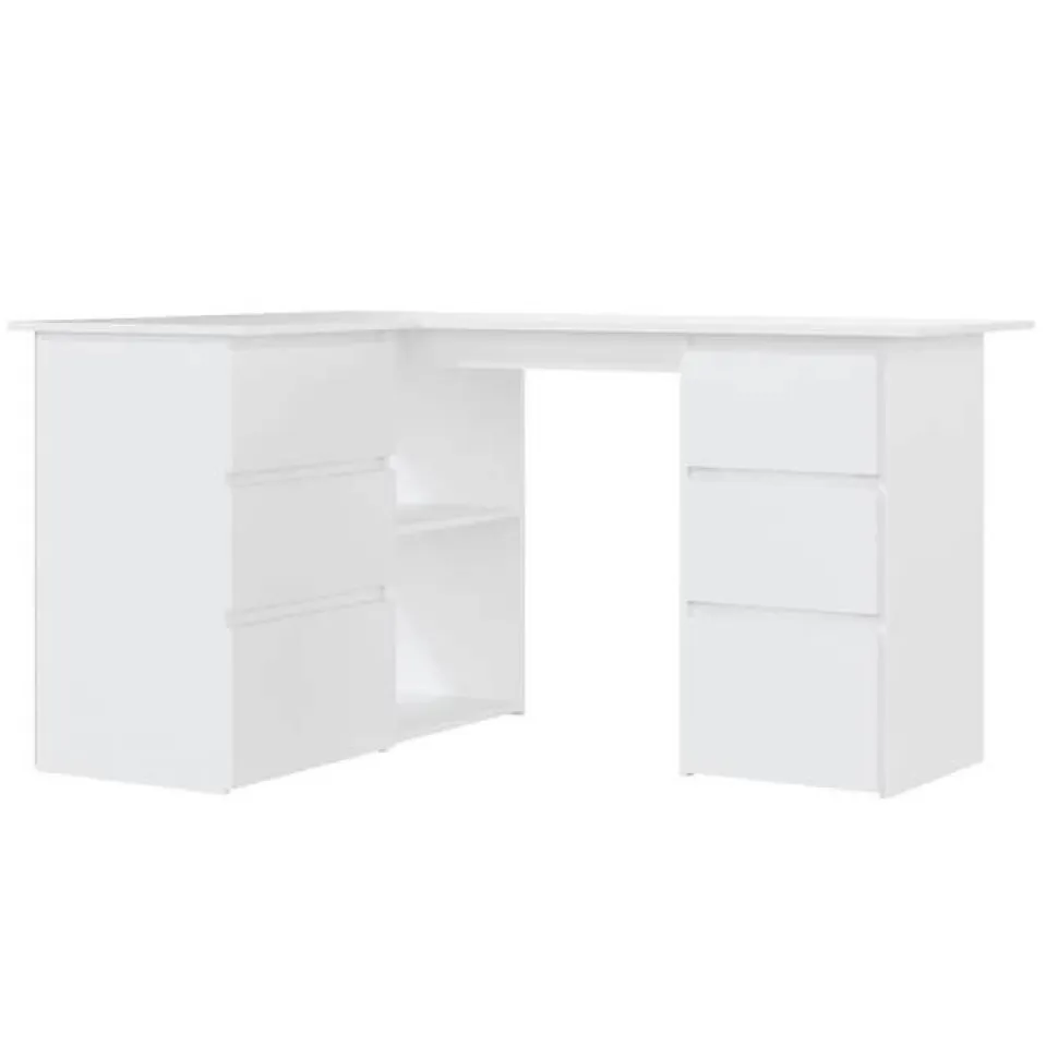 vidaXL Bureau d'angle Blanc 145x100x76 cm Aggloméré