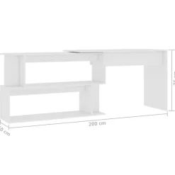 vidaXL Bureau d'angle Blanc 200x50x76 cm Aggloméré