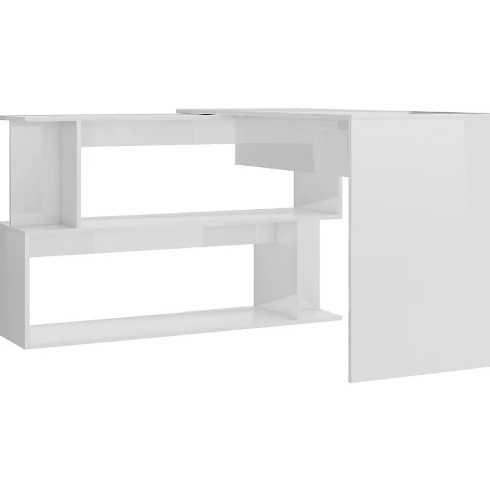 vidaXL Bureau d'angle Blanc brillant 200x50x76 cm Aggloméré