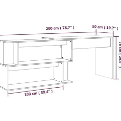vidaXL Bureau d'angle Chêne marron 200x50x76 cm Bois d'ingénierie 815425