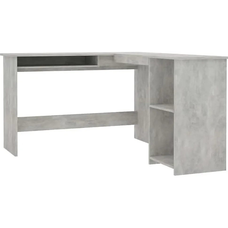 vidaXL Bureau d'angle en forme de L Gris Béton Bois d'ingénierie 800751