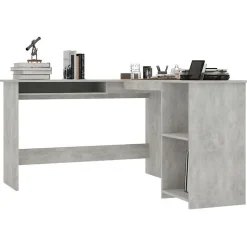 vidaXL Bureau d'angle en forme de L Gris Béton Bois d'ingénierie 800751
