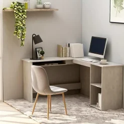 vidaXL Bureau d'angle en forme de L Gris Béton Bois d'ingénierie 800751