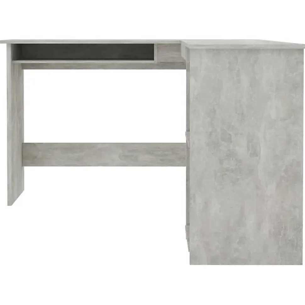 vidaXL Bureau d'angle en forme de L Gris Béton Bois d'ingénierie 800751