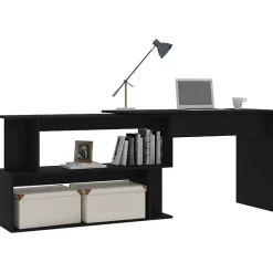 vidaXL Bureau d'angle Noir 200x50x76 cm Aggloméré