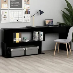 vidaXL Bureau d'angle Noir 200x50x76 cm Aggloméré