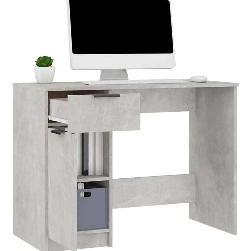 vidaXL Bureau Gris béton 100x50x75 cm Bois d'ingénierie 811497