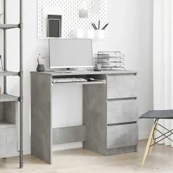 vidaXL Bureau Gris béton 90x45x76 cm Aggloméré