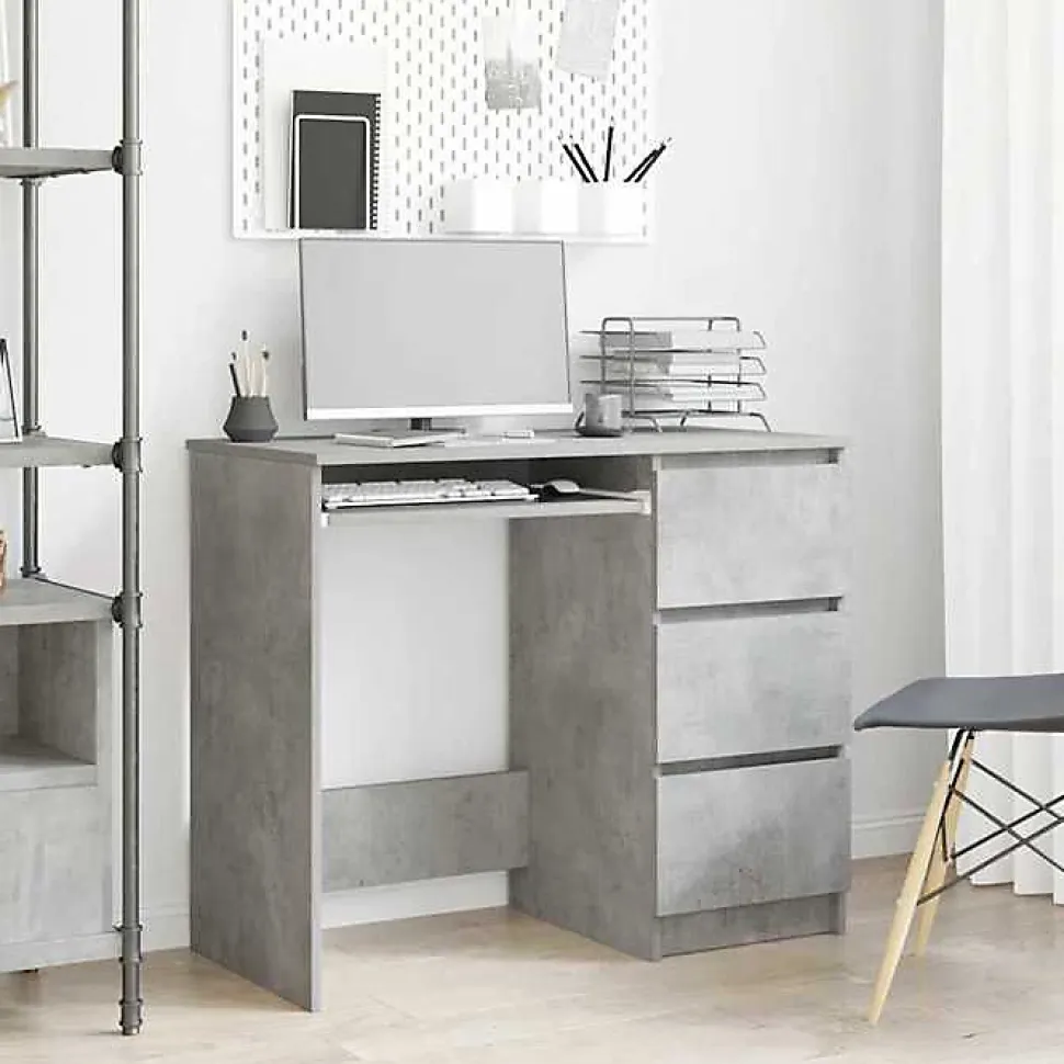 vidaXL Bureau Gris béton 90x45x76 cm Aggloméré