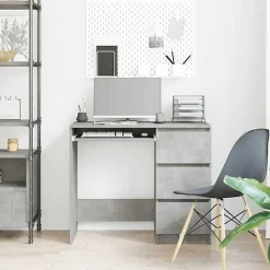 vidaXL Bureau Gris béton 90x45x76 cm Aggloméré