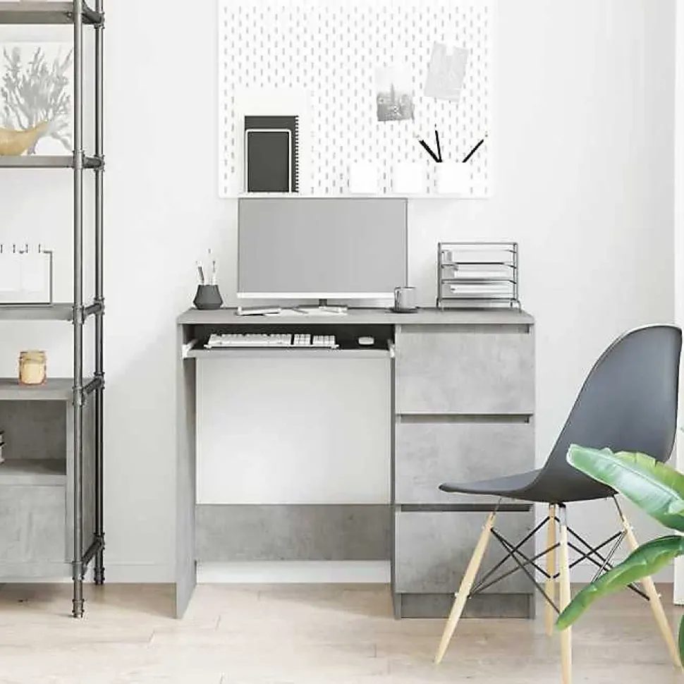 vidaXL Bureau Gris béton 90x45x76 cm Aggloméré