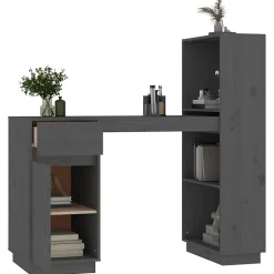 vidaXL Bureau Gris 110x53x117 cm Bois massif de pin 814511