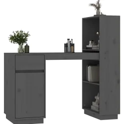vidaXL Bureau Gris 110x53x117 cm Bois massif de pin 814511