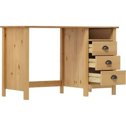 vidaXL Bureau Hill avec 3 tiroirs 120x50x74 cm Pin solide 288995