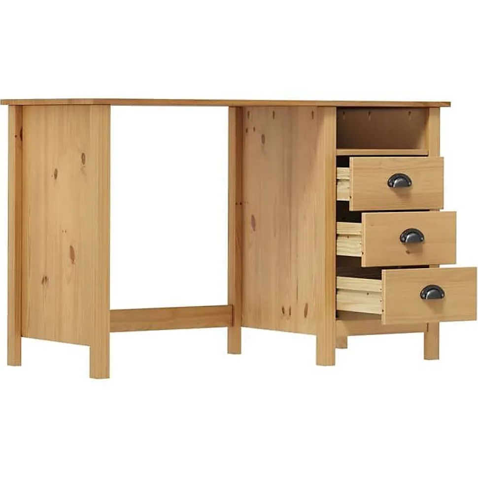 vidaXL Bureau Hill avec 3 tiroirs 120x50x74 cm Pin solide 288995