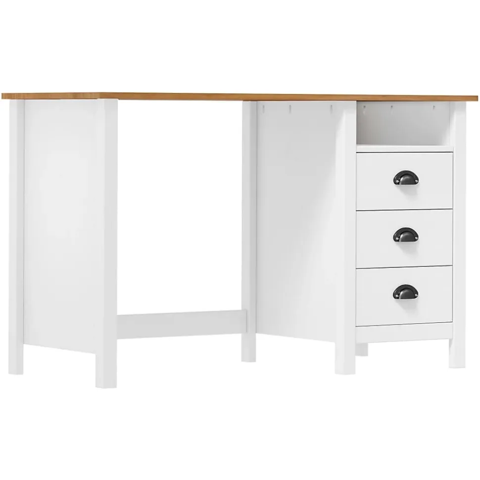 vidaXL Bureau Hill avec 3 tiroirs 120x50x74 cm Bois pin massif 288998
