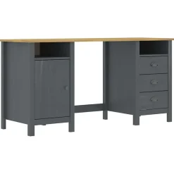 vidaXL Bureau Hill Range Gris 150x50x74 cm Bois de pin solide