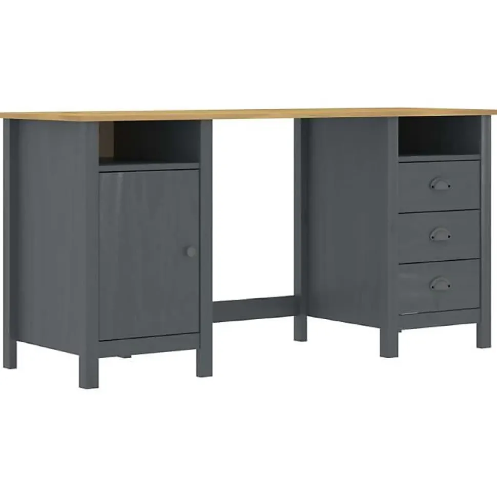 vidaXL Bureau Hill Range Gris 150x50x74 cm Bois de pin solide