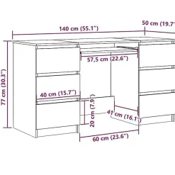 vidaXL Bureau Noir 140x50x77 cm Aggloméré