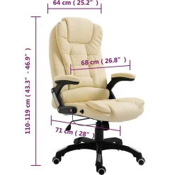 vidaXL Chaise de Bureau Siège de Bureau Fauteuil d'Ordinateur Chaise d'Ordinateur avec 5 Roulettes Pivotant à 360 Degrés 20234