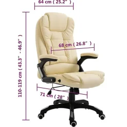 vidaXL Chaise de Bureau Siège de Bureau Fauteuil d'Ordinateur Chaise d'Ordinateur avec 5 Roulettes Pivotant à 360 Degrés 20234