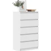 vidaXL Commode, Buffet avec 5 Tiroirs, Armoire de Rangement, Meuble de Salle de Séjour Chambre à Coucher, Moderne, Blanc 823016