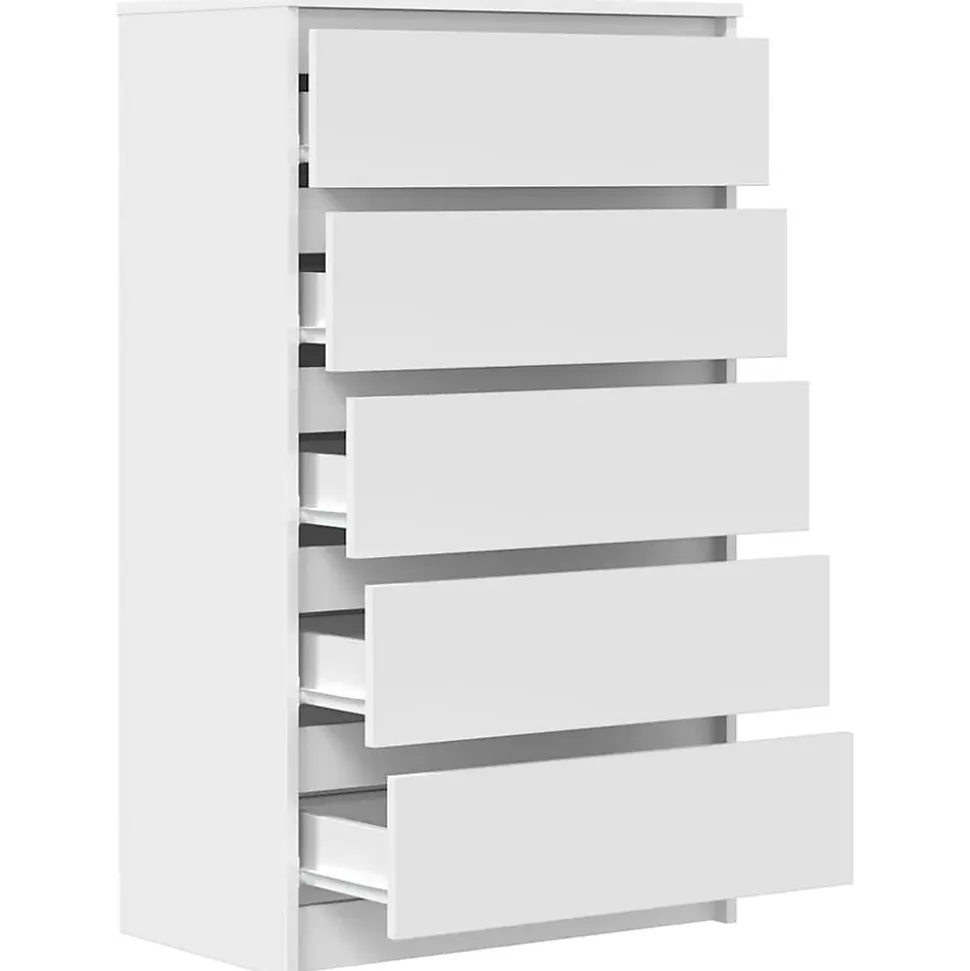 vidaXL Commode, Buffet avec 5 Tiroirs, Armoire de Rangement, Meuble de Salle de Séjour Chambre à Coucher, Moderne, Blanc 823016
