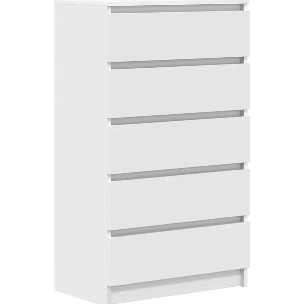 vidaXL Commode, Buffet avec 5 Tiroirs, Armoire de Rangement, Meuble de Salle de Séjour Chambre à Coucher, Moderne, Blanc 823016
