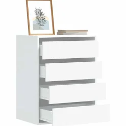 vidaXL Commode d'angle blanc 60x41x76 cm bois d'ingénierie, commode à tiroirs, classeur, armoire à tiroirs, armoire de 852870