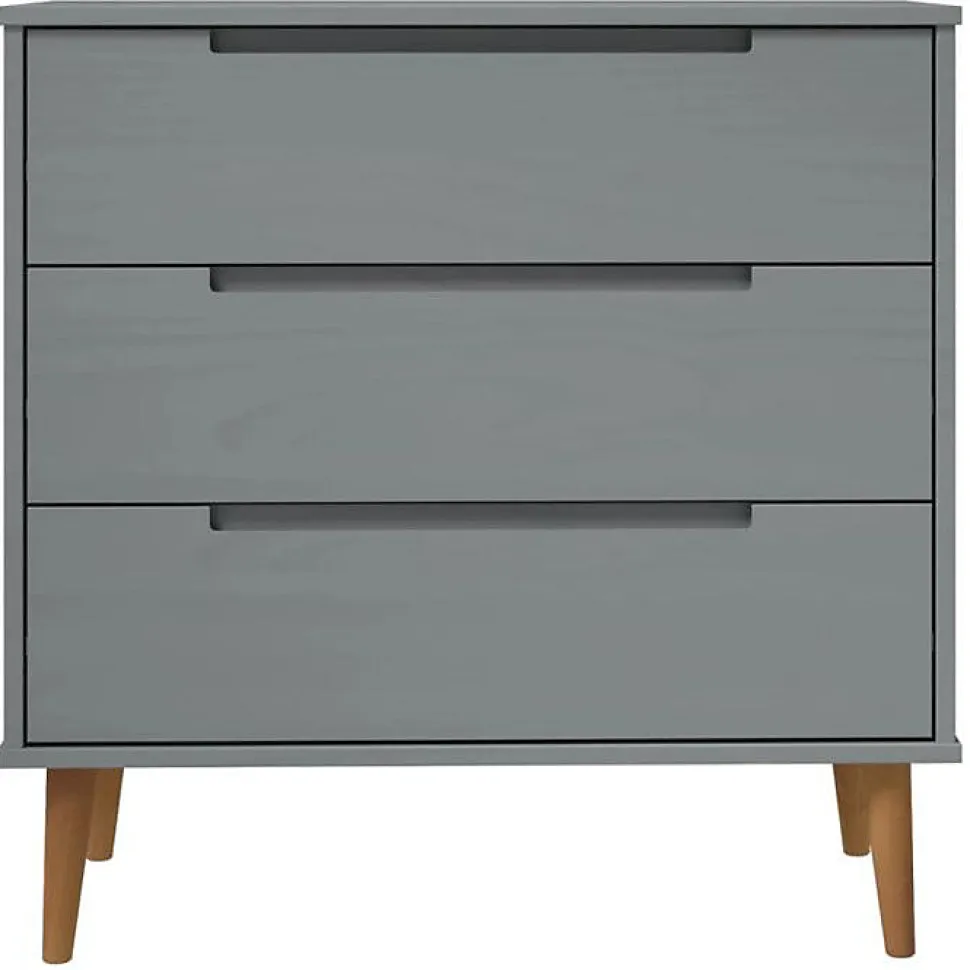 vidaXL Commode MOLDE Gris 80x40x80 cm Bois de pin massif 350506
