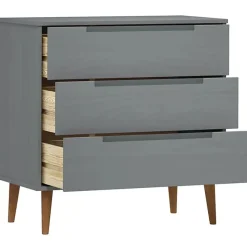 vidaXL Commode MOLDE Gris 80x40x80 cm Bois de pin massif 350506