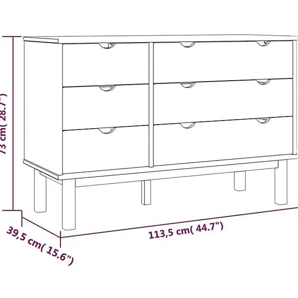 vidaXL Commode OTTA 111x42x73,5 cm Bois de pin massif 348585