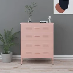 vidaXL Commode Rose 80x35x101,5 cm Acier
