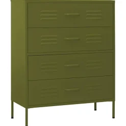 vidaXL Commode Vert olive 80x35x101,5 cm Acier