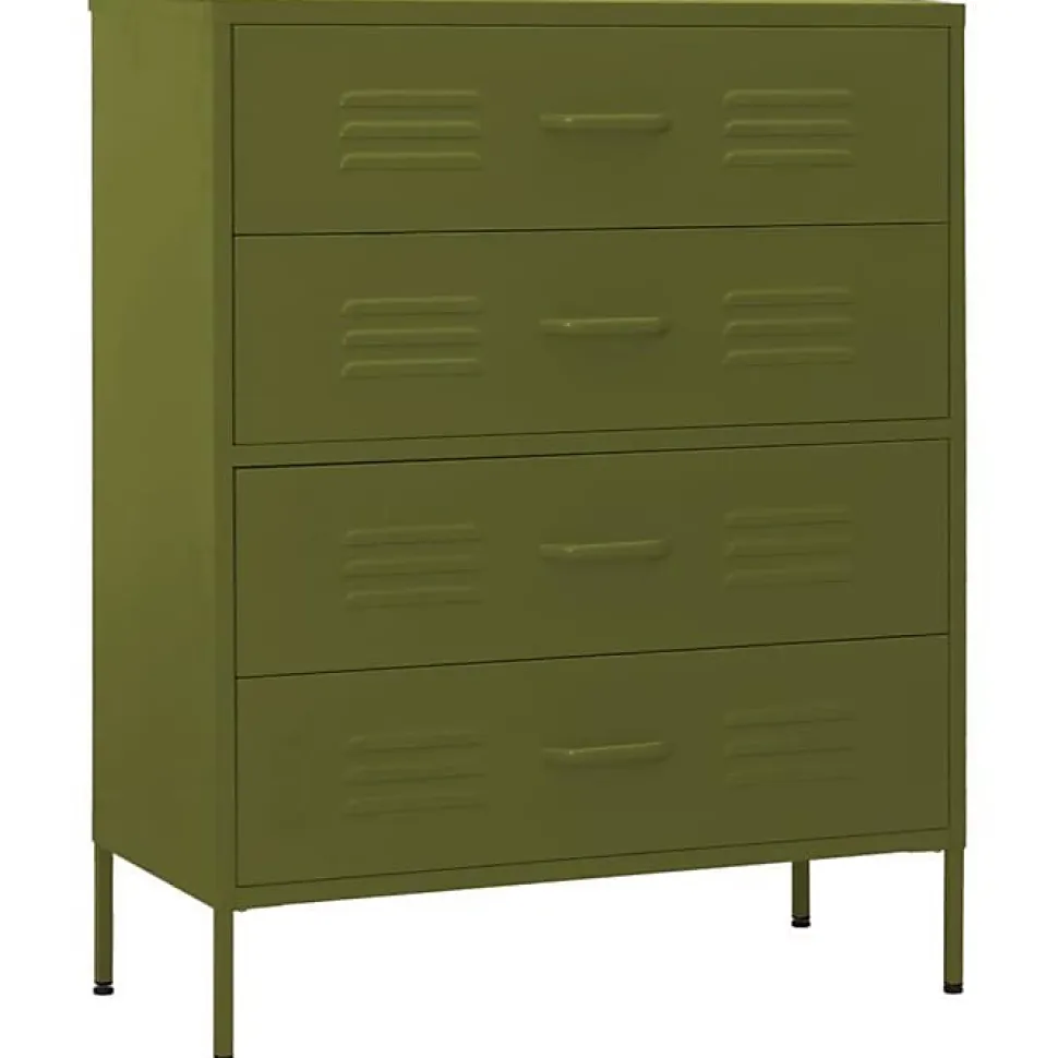 vidaXL Commode Vert olive 80x35x101,5 cm Acier