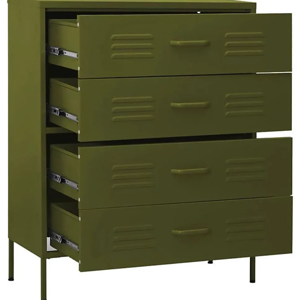 vidaXL Commode Vert olive 80x35x101,5 cm Acier