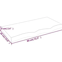 vidaXL Comptoir de salle de bain 80x40x6 cm bois massif non traité 3156022