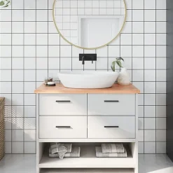 vidaXL Comptoir de salle de bain marron clair 100x50x2 cm bois traité 3156131