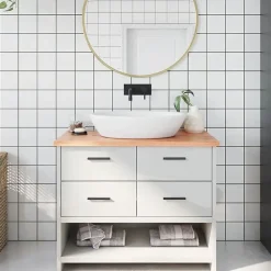 vidaXL Comptoir de salle de bain marron clair 100x60x2 cm bois traité 3156134