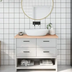 vidaXL Comptoir de salle de bain 100x40x4 cm bois massif non traité 3156033
