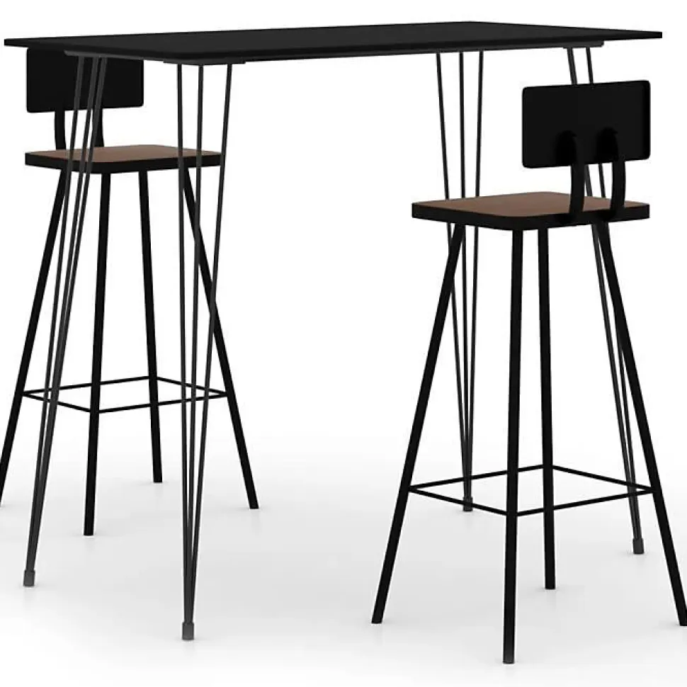 vidaXL Ensemble de bar 3 pcs Noir