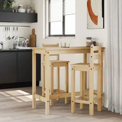 vidaXL Ensemble de bar 3 pcs Bois de pin massif, ensemble de pub, ensemble de meubles, tabouret de bar en bois, ensemble de 400569